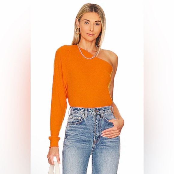 Enza Costa Vibrant Orange Knit Top